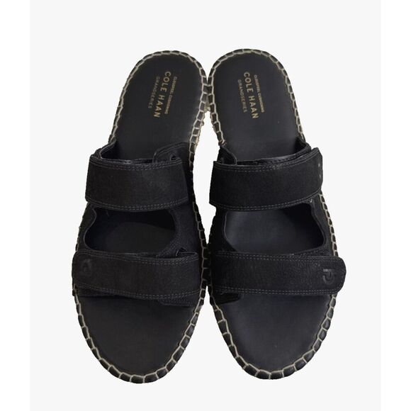 Cole Haan Cloudfeel Grandseries Black Slides Slip On Sandals Size 10 Adjustable - Picture 2 of 11